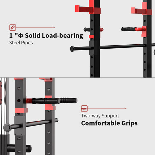 Multi-functional Power Cage Home Adjustable Pullup Squat Rack Capacity