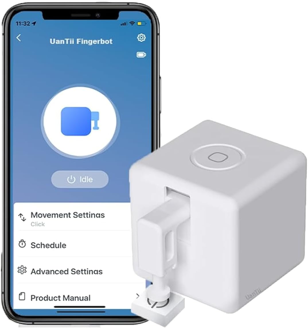 UanTii Smart Fingerbot Tuya Bluetooth Switch Button Pusher Bluetooth Smart Switch Works with Tuya Smart Life App (White)