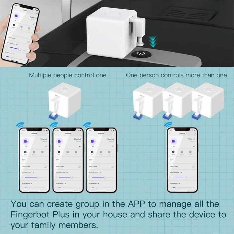 UanTii Smart Fingerbot Tuya Bluetooth Switch Button Pusher Bluetooth Smart Switch يعمل مع تطبيق Tuya Smart Life (أبيض)