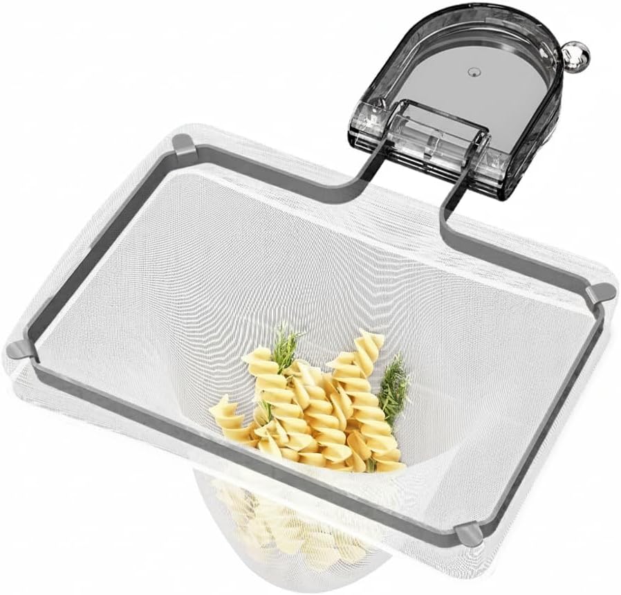 Kitchen Sink Strainer with 50 PCS Filter Mesh Bag, AZONEE Food Waste Filter Basket, Suction Cup Folding Washing Vegetables and Fruits Drying Bag Holder