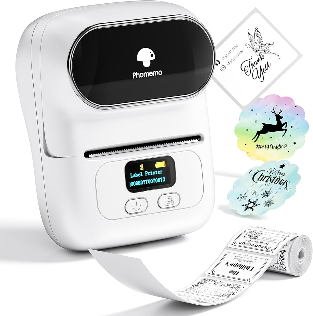 Label Maker Machine - Phomemo M110 Portable Bluetooth Thermal Label Printer. Sticker Maker, Barcode Printer for Clothing, Jewelry, Retail, Mailing Labels, Compatible with Android & iOS System