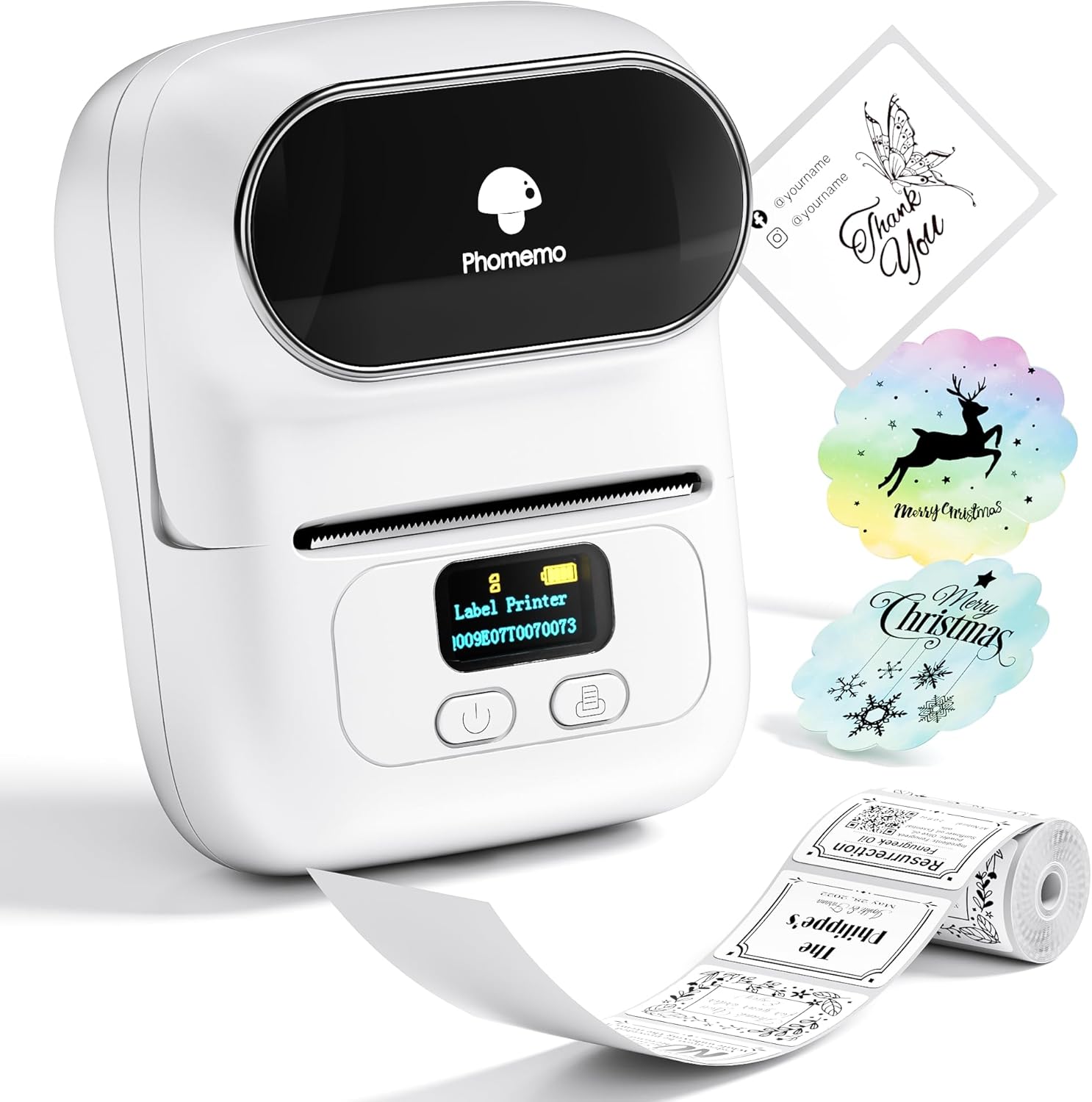 Label Maker Machine - Phomemo M110 Portable Bluetooth Thermal Label Printer. Sticker Maker, Barcode Printer for Clothing, Jewelry, Retail, Mailing Labels, Compatible with Android & iOS System
