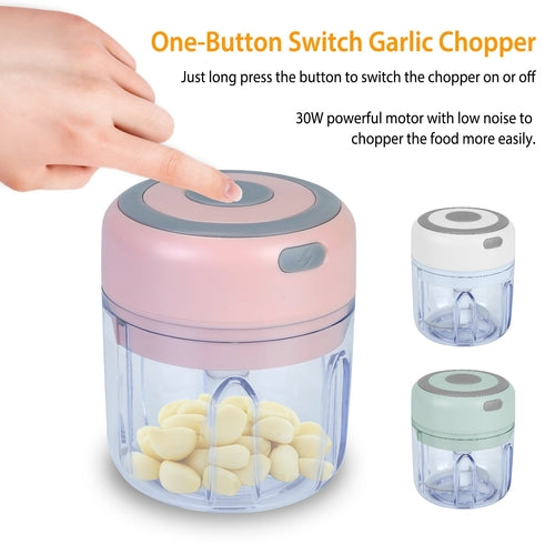 Mini Electric Garlic Chopper 8.45OZ Cordless Garlic Mincer Food