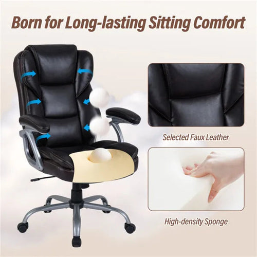Ergonomic Executive Office Chair With Contoured Backrest, Adjustable
