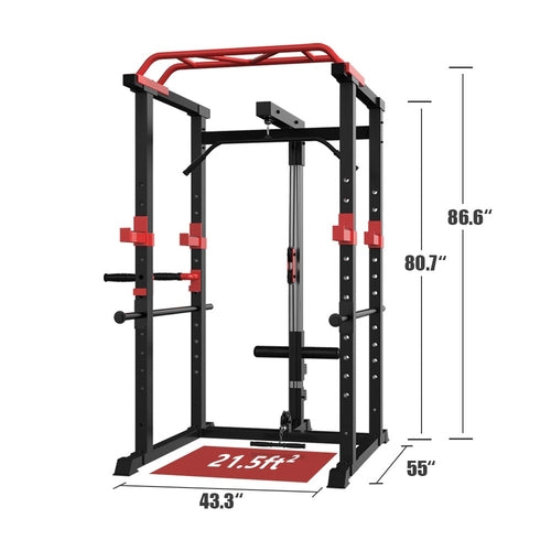 Multi-functional Power Cage Home Adjustable Pullup Squat Rack Capacity