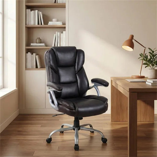 Ergonomic Executive Office Chair With Contoured Backrest, Adjustable